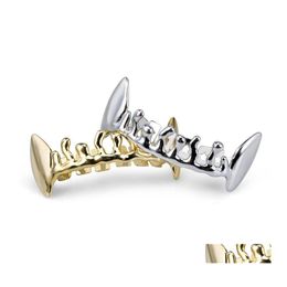 Grillz Dental Grills Hip Hop Bottom Fashion 1 Piece Gold Sier Colour Vampire Teeth Brace Grillz For Men Women 535 Q2 Drop Delivery J Otq3X