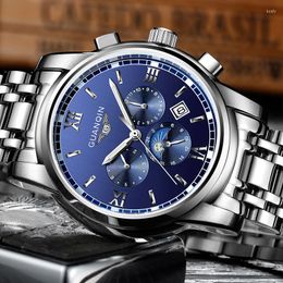 Wristwatches GUANQIN Automatic Self-Wind Watch Men Business Stainless Steel Waterproof Mechanical Wristwatch Relogio Masculino