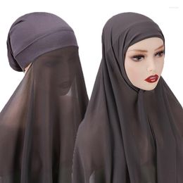 Ethnic Clothing Muslim Long Shawl Plain Soft Turban Niqab Burqa Bonnet Hijab Cap Veil Headwear Face Cover Women Chiffon Scarf Malaysian