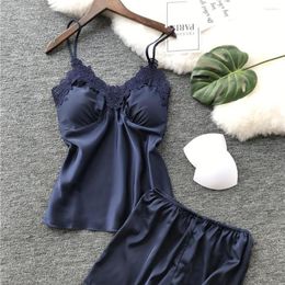 Women's Sleepwear Sexy Women Womens Satin Sling Lingerie Lace Nightdress Underwear Set Sleep Wear Pijamas S