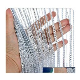 Curtain Shiny Tassel Sier Line String 100X200Cm Glitter Fringe Living Room Divider Wedding Diy Fashion Valance Home Decoration Drop Otfkw