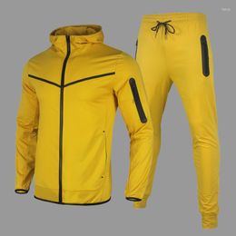Men's Tracksuits Spring Men's Sweatsuit Tech Fleece Hoodie Cotton Stretch Training Wear Coats Sweatpants Sport Set Clothing