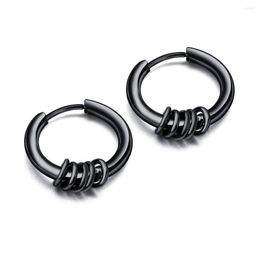 Hoop Earrings FIREBROS 2023 Trendy Black/Silver Colour Simple Style 5 Circles Men Women Stainless Steel Jewellery