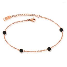 Anklets Lokaerlry Bohemia Beach Foot Jewellery For Women 5Pcs Black Acrylic Circle Chain Link Stainless Steel Anklet LA19012