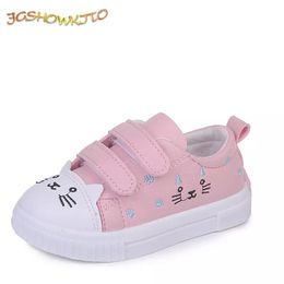 Sneakers JGSHOWKITO Fashion Girls Casual Shoes White Skate Sneakers For Toddlers Kids Children's Anti-slid Sports Shoes Cute Cartoon Cat 230110