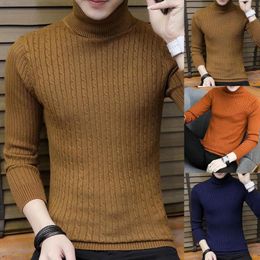 Men's Sweaters Fashion Winter Men Solid Colour Turtleneck Long Sleeve Knitted Sweater Bottoming Pure Merino Warm Wool Business M-3XL