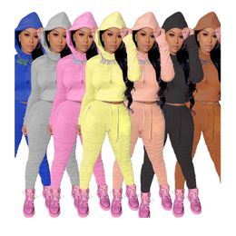Fall Winter Jogger Suits Women Tracksuits Long Sleeve Pullover Hooded Hoodie And Pants Two Piece Sets Matching Sweatsuits Casual Sportswear Clothing 8500 best qual
