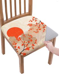Chair Covers Flower Cherry Blossom Sun River Retro Elastic Seat Cover Slipcovers For Dining Room Protector Stretch