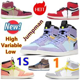 1 Switch High Chicago Basketball Shoes Changeable 1S Outdoor Boots Low Black Brown Light Smoke Grey Purple Pulse Neon Wine Red Men Women Athletics Luxury Sneakers