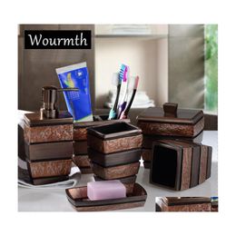 Bath Accessory Set Wourmth European Resin Bathroom Accessories Sanitary Ware Toothbrushes Cup Holder Soap Dish Gifts 6Pcs/Set Drop D Dhzp3