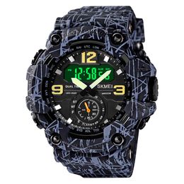 Wristwatches Men's Watch Digital Sports 5ATM Waterproof With Alarm Stopwatch LED Backlight Dual Display Electronic Pointer