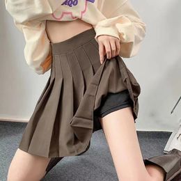 Skirts Rimocy High Waist Pleated Skirt Women Preppy Style Zipper A Line Mini Woman Solid Colour Summer Short Female 230110