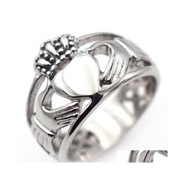 Band Rings Hand Heart Crown Sier Ring Women Polished Wedding Jewellery Drop Delivery Ot0Hx