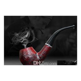 Smoking Pipes 1Piece Elegant Classic Collection Gift Durable Wooden Pipe Tobacco With Synthetic Leather And Rack Drop Delivery Home Dhisx