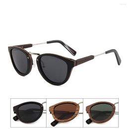 Sunglasses Ebony Wood Polarised Shades Men Women UV400 Walnut Female Vintage Glasses