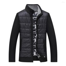 Men's Jackets Men Winter Fleece Lined Funnel Collar Zip Thick Cardigan Sweater Coat Jumper Patchwork Warm Causal Knitted Male Clothing