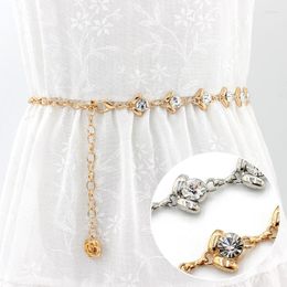 Belts Metal Waist Chain Ladies Fine Sweet Rhinestone Inlay Belt For Women Dresses Female Decoration Accessories