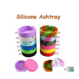 Ashtrays Orders Portable Camouflage Soft Sile Rubber Ashtray Pluminous Tray Bracket Antiboiling Mticolor Cigarette Holder Drop Deliv Dhviu