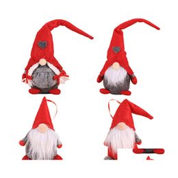 Christmas Decorations 2021 Faceless Gnome Santa Xmas Tree Hanging Ornament Doll Decoration For Home Pendant Gifts Ornaments Party Su Dhoml