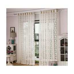 Curtain Drapes Jacquard Feather Sheer Curtains White 1 Panel Jinya Home Decor Elegant Window Sns For Kids Bedroom Door Living Drop Dhzkd