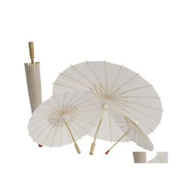 Umbrellas Classical White Bamboo Papers Umbrella Craft Oiled Paper Diy Creative Blank Painting Bride Wedding Parasol Drop Delivery H Dhlzw