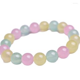 Strand Crystal Stone Tricolour Chalcedony Beads Bracelet Charm Healing Gift