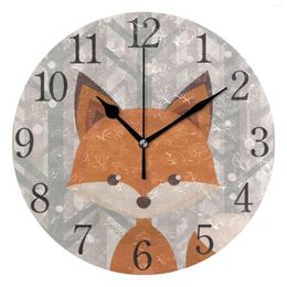 Wall Clocks Round Clock Cute Cartoon Print Silent Hanging Watch Battery Operated Non-Ticking Quiet Desk Home Decor