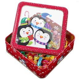 Gift Wrap Christmas Square Tinplate Box Transparent Cookie Candy Storage Containers Packing Wedding Decoration Party Favor