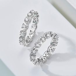 Cluster Rings High-quality Pure 925 Sterling Silver Trend Jewellery Ladies Exquisite Lace Ring Sweet Wedding Anniversary Gift