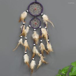 Decorative Figurines 1PC 4 Colours Vintage Home Decoration Retro Feather Dream Catcher Circular Feathers Wall Hanging Catchers Decor For Car