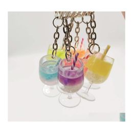 Keychains Lanyards Keychain Creative Large Fruit Drink Milk Tea Cup Key Chain Pendant Resin Simation Decoration Shop Gift 466 Z2 D Ot3Hg