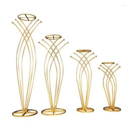 Party Decoration Tall Gold Metal Flower Stand Vase Set For Wedding Desktop Event Rectangle Frame Centerpiece Yu2362