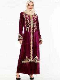 Ethnic Clothing Embroidery Muslim Dress Women Big Swing Velvet Turkey Long Robe Ramadan Islamic Jilbab Khimar Hijab Abaya 4XL