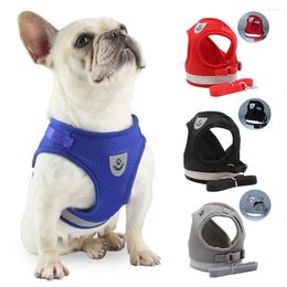 Dog Collars Pet Vest Harness Leash Adjustable Mesh Collar Chest Strap Harnesses With Traction Rope XS/S/M/L/XL