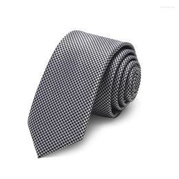 Bow Ties 2023 Brand Fashion High Quality Men's 5CM Slim Black Silver Houndstooth Neck Tie Formal Suit For Men With Gift Box