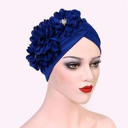 Scarves 2023 Fashion Women's Turban Caps Big Flowers Headscarf Bonnet Wedding Party Hat Head Wraps Ready To Wear Hijab Scarf Turbante