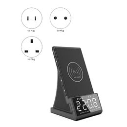 Clocks Accessories Other & Wireless Charger Alarm Clock Bluetooth Speaker LED Smart Digital Table Electronic Desktop Fm Radio