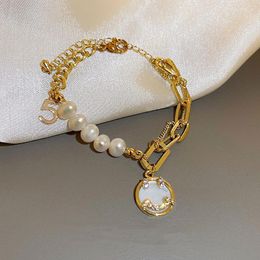 Bangle Korean Style Women Girls Pearl 5 Numbers Bracelets Fashion Crystal Pendant Lady Elegant Trendy Party Wedding Jewellery Gift