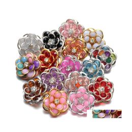Other Fashion Snap Button Jewellery Components Colorf Acrylic Bead Flower 18Mm Metal Snaps Buttons Fit Bracelet Bangle Noosa Sh007 Dro Dhtdt
