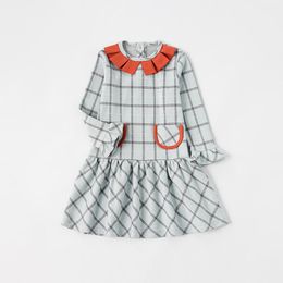 Girl Dresses Girl's 2023 Spring Autumn Baby Girls Cotton Plaid Dress Ruffled Casual For Children Kids Costume Outfits