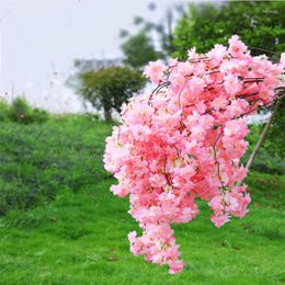 Decorative Flowers Cherry Blossoms Artificial DIY Wedding Decoration Home Bouquet Faux Branch Party Decor Wall