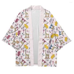 Ethnic Clothing Plus Size XXS-6XL Cartoon Floral Loose Japanese Streetwear Cardigan Women Men Harajuku Cosplay Yukata Haori Kimono Clothes