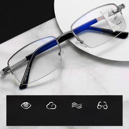 Sunglasses CLARA VIDA Progressive Multifocal Near And Far Smart Blue Light Proof Metal Reading Glasses 1.0 1.5 2.0 To 4.0