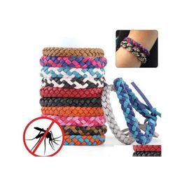 Pest Control Anti Mosquito Repellent Bracelet Stretchable Leather Woven Hand Wristband For Adt Children Bug Insect Protection Wrist Dhgqe