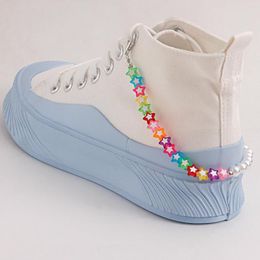 Anklets Fashion Simple Small Fresh Single Layer Color Stars Handmade Beaded Niche Design Geometric Street S Ladies Shoe Chain