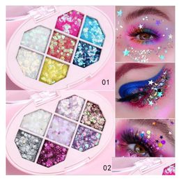 Eye Shadow 7 Colour Glitter Eyeshadow Maquillage Palette De Face Hair Body Star Heart Fragments Sequins Diamond Shiny Stage Makeup Dr Dhdo0