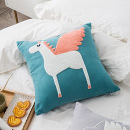 Pillow /Decorative Home Decor Cojines Cute Animal Embroidered Throw Cover Horse Case For Sofa LIving Room Fluffy PillowsCushi