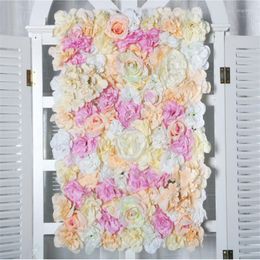 Decorative Flowers 60x40cm Artificial Wedding Decoration Flower Wall Panels Silk Rose Romantic Backdrop Decor