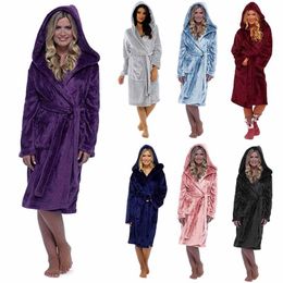 Women's Sleepwear Flannel Women Men Robe Soft Comfortable Thick Warm Pyjamas Winter Shower Spa Bathrobe Sleep Nightgown Dressing Gown