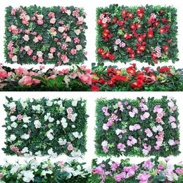 Decorative Flowers Simulation And Green Plants Plastic Home Garden Background Wall Wedding Decoration Lawn Custom